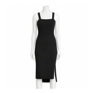The Drop Amelia Ribbed Square Neck Midi Dress Black Minimalist Capsule M Classic